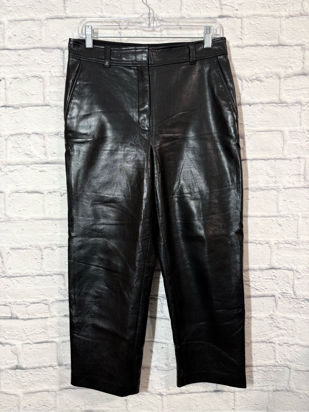 Babaton Command Cropped Vegan Leather Pants, sz 8